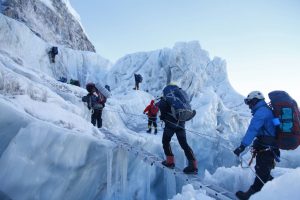 3 - INDIAN ARMY TEAM CROSSING THE KHUMBU ICE FALL