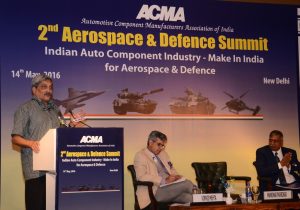 Mr. Manohar Parrikar, Honb’le Union Minister of Defence, Government of India addressing media at ACMA's 2nd Aerospace & Defence Summit