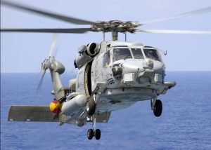 060519-N-7981E-038 Pacific Ocean (May 19, 2006) - An SH-60B Seahawk assigned to the Saberhawks of Helicopter Anti-submarine Squadron Light Four Seven (HSL-47) prepares to land aboard the Nimitz-class aircraft carrier USS Abraham Lincoln (CVN 72). Lincoln and embarked Carrier Air Wing 2 (CVW-2) are currently underway in the Western Pacific operating area. U.S. Navy photo by Photographer's Mate Airman James R. Evans (RELEASED)