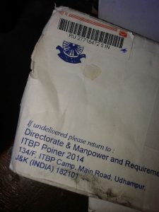 Fake Letter envelop ITBP specimen