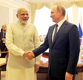 PM Modi  with Russian  President Vladimir Putin at the bilateral meeting, on the sidelines of the SCO summit