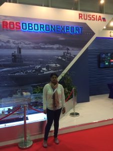 Chaitali Halder Bag, Chief of Bureau ADU at the Rosobornexport stall at the show