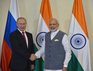 The Prime Minister, Shri Narendra Modi with the President of Russian Federation, Mr. Vladimir Putin ahead of the restricted talks between the two nations, in Goa on October 15, 2016.