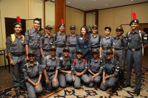  Shaesta was with the female NCC cadets at The Leela , Mumbai. and motivated them to pursue their dreams.She talked about her journey from a refugee camp till a cockpit and encouraged all girls to aim for the skies.