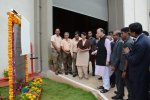 Indian Defence Minister Arun Jaitley inaugurating BEL’s EMC Test facility near Bangalore, while the top management of BEL looks on