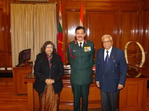 Managing Editor Brig. VK Atray(Retd.) & Editor Sangeeta Saxena with General Dalbir Singh Suhag