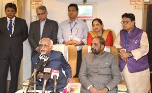 The Vice President, Shri M. Hamid Ansari interacting with the accompanying media delegation onboard Air India One during his way back to India from Tunisia, on June 03, 2016.