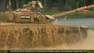 Indian Tanks participating at the Tank  Biathlon 2017 in Alabino Ranges in Russia. The Indian flag on the tank is seen.