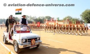 The Union Home Minister,Rajnath Singh reviewing the 54th Anniversary Parade of the Sashastra Seema Bal (SSB), in New Delhi on December 23, 2017.