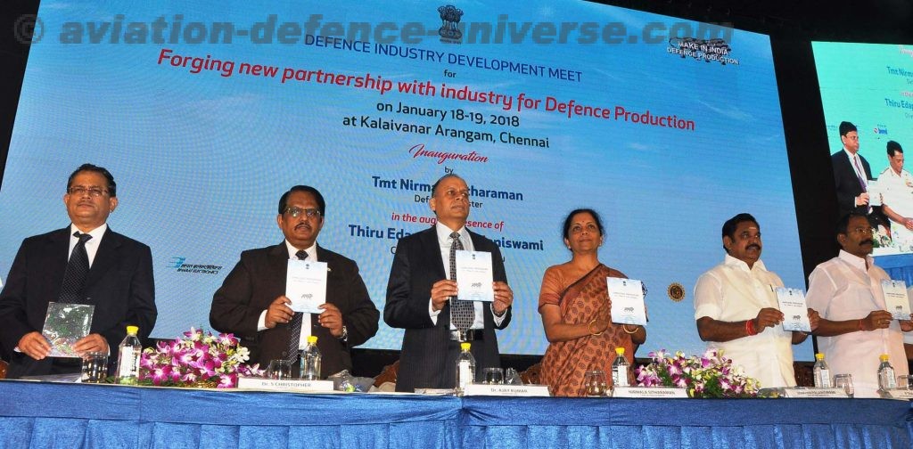 The Union Minister for Defence, Nirmala Sitharaman at the inauguration of the Defence Industry Development Meet