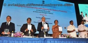 Nirmala Sitharaman releasing the two books titled Simplify Make Procedure and Defence Exports from India