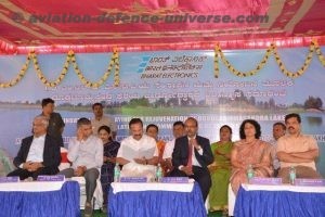 On the dais - Ministers, BEL CMD, Mr M V Gowtama, Director (OU), BEL, Mr Nataraj Krishnappa On the dais - Ministers, BEL CMD, Mr M V Gowtama, Director (OU), BEL, Mr Nataraj Krishnappa