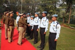 Sh RK Pachnanda DG ITBP being introduced to officers of 12th ITBP Contingent to UN Mission to Congo