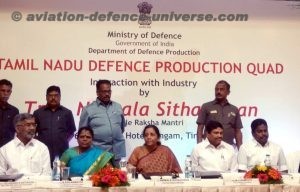 The Union Minister for Defence, Nirmala Sitharaman interacting with the local defence and allied industrialists