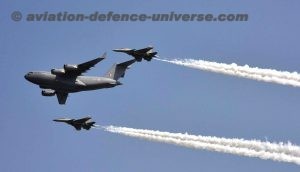 C-17 flanked by Su-30 MKI