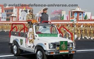 The Union Home Minister, Shri Rajnath Singh inspecting the 57th Raising Day Parade