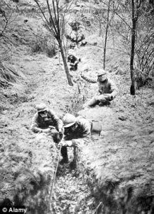Sappers digging trenches in the battle zones
