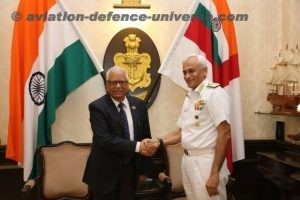 Brig. VK Atray Managing Editor ADU interviewing Chief of Naval Staff Admiral Sunil Lanba 