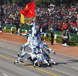 Corps of Signals Motor Cycle Team saluted the president with daredevil acts