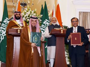 Agreements between India and Saudi Arabia, at Hyderabad House