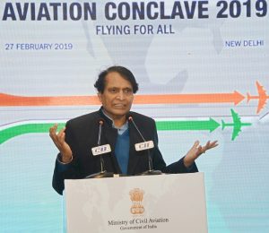 Shri Suresh Prabhakar Prabhu addressing the Aviation Conclave 2019