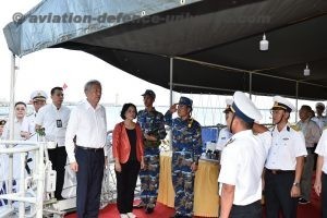 Mr Teo being received on board Vietnam People’s Navy ship