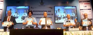 The Union Minister for Defence, Shri Rajnath Singh releasing the books on indigenisation efforts of defence equipment, at the seminar on Modernisation and Indigenisation plans of the Indian Air Force, 