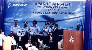 IAF Chief ACM BS Dhanoa hands over the Apache keys to the  Commander of the Apache Squadron based at Pathankot

