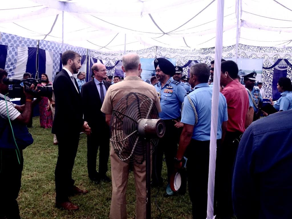 IAF & Boeing  officials in a conversation post the Apache handing over ceremony 