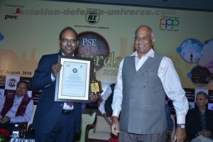 Mr Gowtama M V, CMD, BEL, receiving the Indian Chamber of Commerce (ICC) PSE Excellence Awards for ‘R&D’, ‘Operational Performance’ and ‘Human Resources’ for BEL