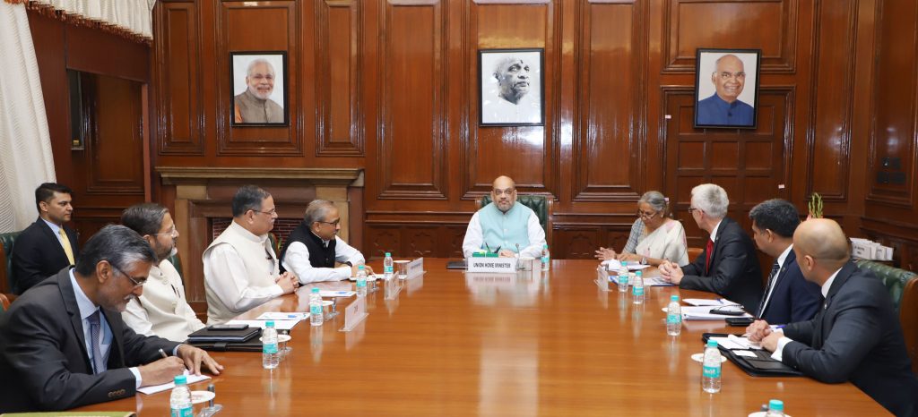 The Secretary General Interpol, Jurgen Stock calling on the Indian Home Minister Amit Shah