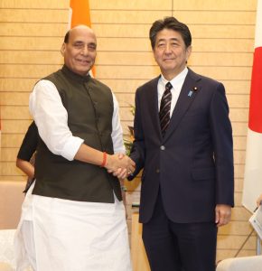 Rajnath Singh meeting the Prime Minister of Japan, Shinzo Abe