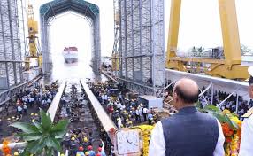 The Union Minister for Defence, Shri Rajnath Singh at the launch of warship INS Nilgiri, in Mumbai on September 28, 2019.