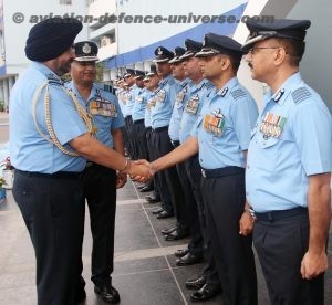 Commanders of Western Air Command are being introduced to Air Chief Marshal BS Dhanoa, Chairman Chiefs of Staff Committee & Chief of the Air Staff,  at HQ Western Air Command, Subroto Park, New Delhi on 05 Sep 19.