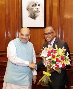 The Home Minister of Singapore,  K. Shanmugam calling on the Union Home Minister, Amit Shah
