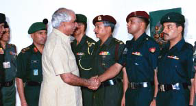 Then Defence Minister Shri Jaswant Singh meeting Maj Anand Swaroop