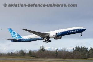 Boeing 777X First Flight at Paine Field in Everett, Washington.