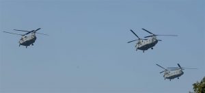 IAF the Chinooks fly over Rajpath