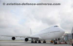 Boeing BBJ 747-8 in front of AMAC’s hangars