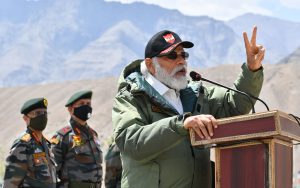 Narendra Modi interacts with Indian troops