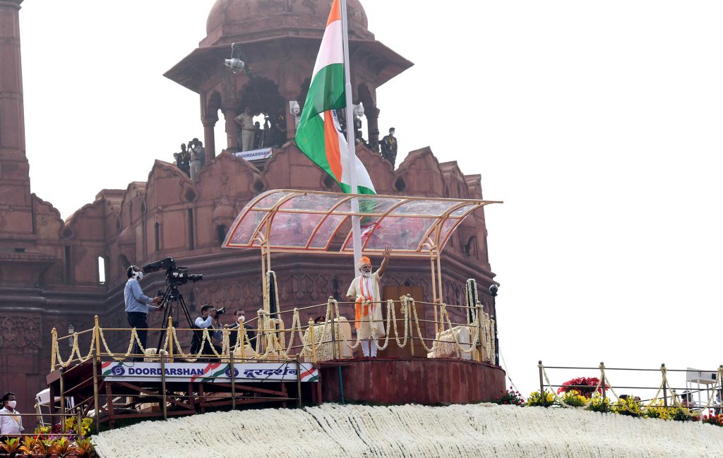 The Prime Minister, Narendra Modi after addressing the Nation