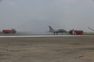 Rafale getting the wator canon salute