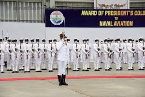 Indian Navy's Naval Aviation wing honoured with Presidents Colours