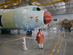 Editor ADU Sangeeta Saxena at the Seville Airbus defence & Space FAL  of C-295 attending a Trade Media Briefing in 2014