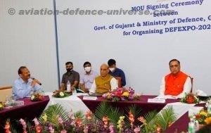 Defence Minister Rajnath Singh reviews DefExpo-2022 preparations at Kevadia, Gujarat
