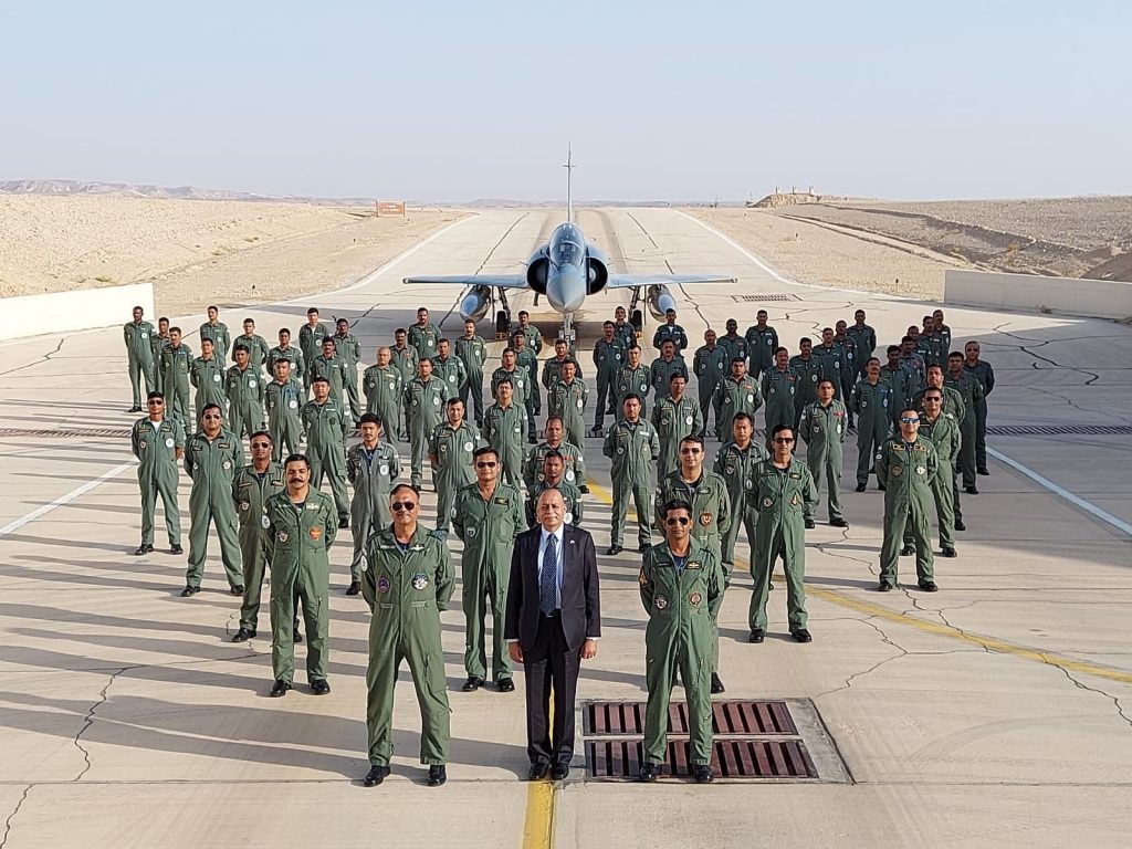 Defence Secretary India with the IAF contingent at Exercise Blue Flag