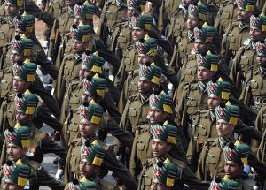 The Madras Regiment marching during the Republic Day Parade