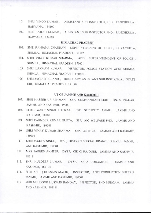 Award of Gallantry Medals / Service Medals 