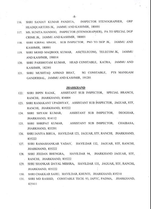 Award of Gallantry Medals / Service Medals 