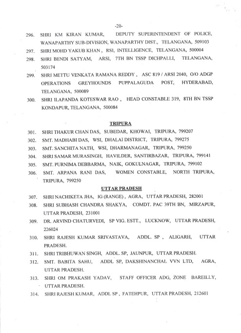 Award of Gallantry Medals / Service Medals 